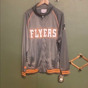 Majestic Gray and Orange Jacket Flyers Men’s XXL vintage NWT